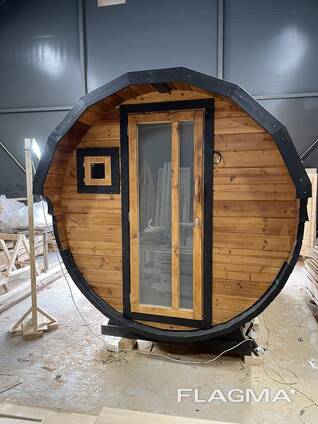 Wooden barrel sauna