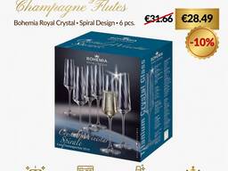 Bohemia Winestar Spirale Sparkling Wine Glasses 160 ml Set of 6 – Crystal Champagne Glasses