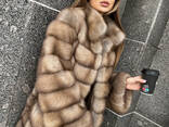 Fur coat made of marten fur with a stand-up collar - photo 1