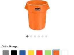 Uline Trash Can - 55 Gallon, Orange